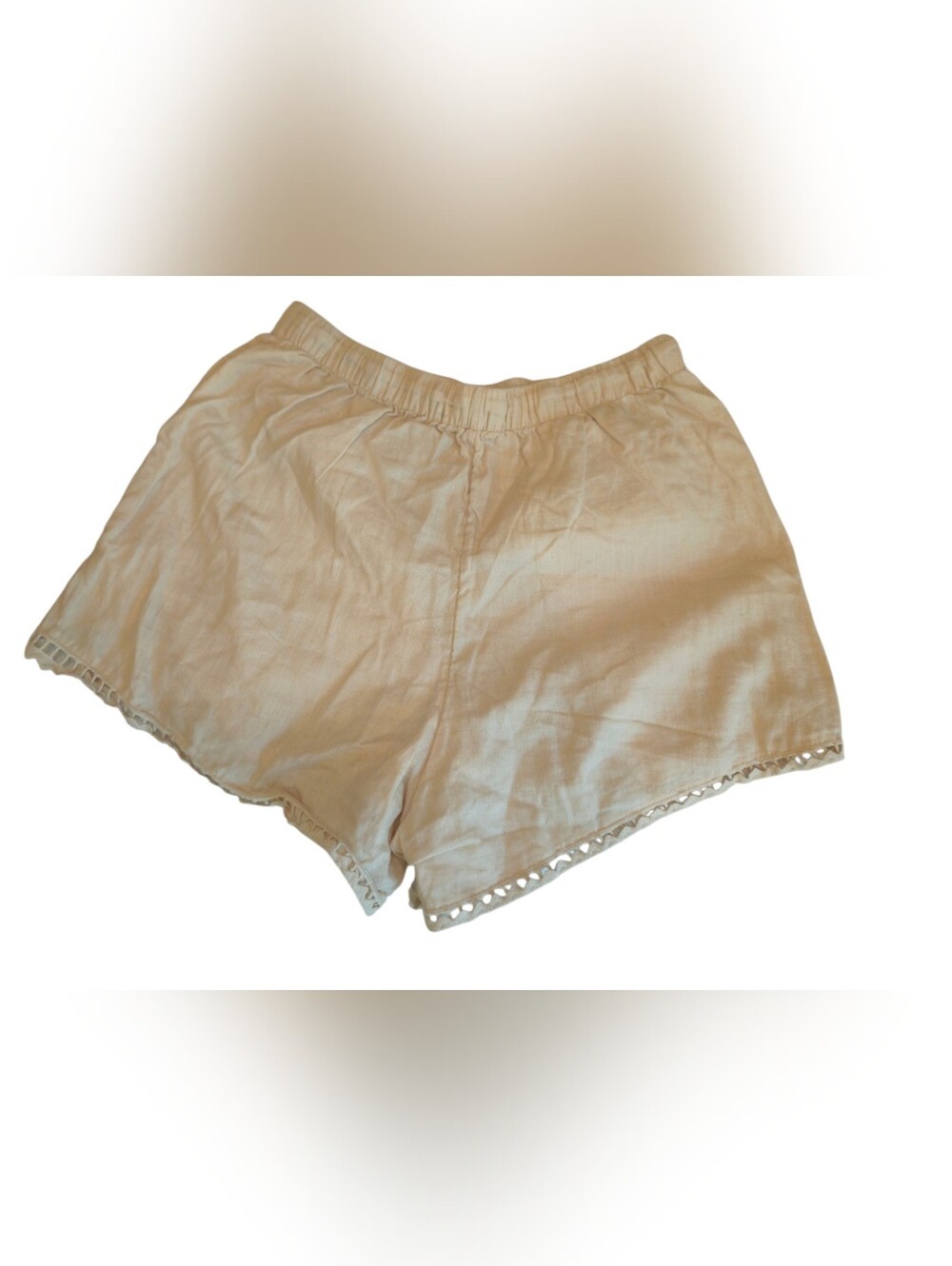 Abercrombie 100% Linen Eyelet Trim Pull-On Shorts Oatmeal S - Picture 6 of 9